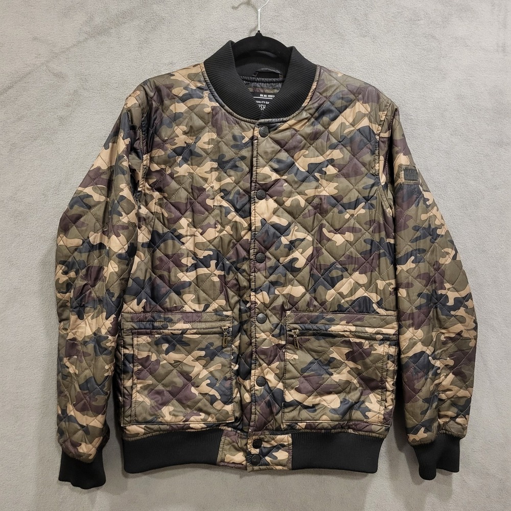 Parish‎ Nation Camouflage Quilted Full-Zip Bomber Jacket Men's Size Small Warm